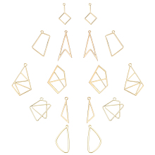 SUNNYCLUE 32 Pcs 8 Styles Alloy Pendants & Links Connectors, Triangle & Rhombus & Kite & Arrow & Pentagon & Guadrangle, Light Gold, 4pcs/style