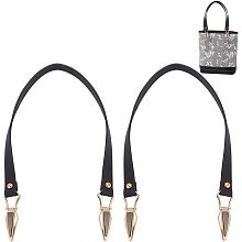 WADORN PU Leather Handbag Straps, 25 Inch PU Leather Purse Handles Replacement Underarm Bag Straps with Alloy Suspension Clasps for DIY Rattan Bag Wallet Clutch bag Making Accessories, Black