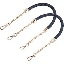 PandaHall Elite 2pcs Handle Chain Strap, 24 Inch Long Replacement Straps with Lobster Clasps PU Leather Chains Accessories for Purses Shoulder Bag Handbag, Midnight Blue