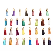 ARRICRAFT 120Pcs 30 Colors  Faux Suede Tassel Pendant Decorations, with CCB Plastic Cord Ends, Light Gold, 33~35x10mm, Hole: 2.5mm, 4pcs/color