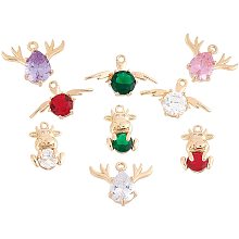 SUNNYCLUE 1 Box 3 Styles Glass Rhinestone Pendants Crystal Christmas Reindeer Angel Cow Charms with Micro Pave Clear Cubic Zirconia for Women Beginners DIY Earring Necklace Bracelet Jewellery Making