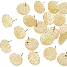 40Pcs 15mm Flat Round Ear Studs Earring Posts with Loop Hole Light Gold Plated Stud Earring Findings Circle Disc Earring Studs for DIY Jewelry Making Supplies