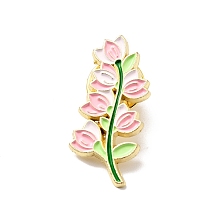 Honeyhandy Flower Enamel Pin, Light Gold Alloy Brooch for Backpack Clothes, Pink, 29.5x14.5x1.8mm