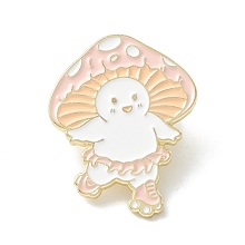 Honeyhandy Mushroom Skating Enamel Pin, Cartoon Alloy Brooch for Backpack Clothes, Light Gold, Bisque, 31x24x2mm, Pin: 1mm