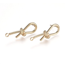 Honeyhandy Brass Stud Earring Findings, with 316 Surgical Stainless Steel Pin and Loop, Knot, Light Gold, 32x11x8mm, Hole: 2.2mm, Pin: 0.7mm