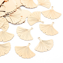 Honeyhandy Brass Pendants, Ginkgo Leaf Charms, Light Gold, 19x22x0.3mm, Hole: 1mm