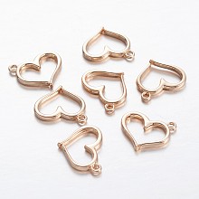 Honeyhandy Brass Pendants, Heart, Light Gold, 13x15x2mm, Hole: 1mm