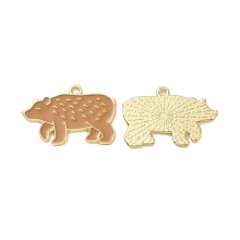 Honeyhandy Christmas Theme Rack Plating Alloy Enamel Pendants, Light Gold Tone Bear Charms, Camel, 20x30x1.5mm, Hole: 2mm