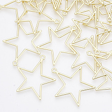 Honeyhandy Alloy Pendants, Star, Light Gold, 33x30x1.5mm, Hole: 1.8mm