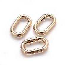 Honeyhandy Zinc Alloy Key Clasps, Spring Gate Rings, Oval Rings, Light Gold, 34.5x21x5mm, Inner Diameter: 25x11.5mm