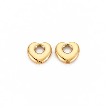 Honeyhandy Ion Plating(IP) 304 Stainless Steel Charms, Heart, Real 14K Gold Plated, 12x12x3mm, Hole: 4mm