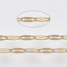 Honeyhandy Brass Dapped Chains, Cable Chains, Soldered, Flat Oval, Light Gold, 5.2x2.2x0.2mm