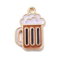 Honeyhandy Alloy Enamel Pendants, Jewelry Accessory, Light Gold, Beer, Moccasin, 19x13x1.5mm, Hole: 1.2mm