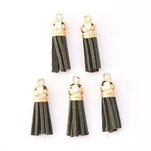 Honeyhandy Faux Suede Tassel Pendant Decorations, with CCB Plastic Cord Ends, Light Gold, 33~35x10mm, Hole: 2.5mm