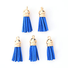 Honeyhandy Faux Suede Tassel Pendant Decorations, with CCB Plastic Cord Ends, Light Gold, 33~35x10mm, Hole: 2.5mm