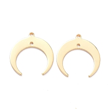 Honeyhandy Brass 2-Loop Link Connectors, Long-Lasting Plated, Double Horn/Crescent Moon, Real 14K Gold Plated, 19x18x1mm, Hole: 1.2mm