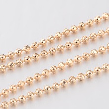 Honeyhandy Soldered Brass Faceted Ball Chain, Light Gold, 1.2mm