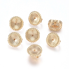 Honeyhandy Brass Ear Nuts, Earring Backs, Flower, Real 14K Gold Plated, 9x4.5mm, Hole: 0.8mm