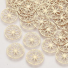 Honeyhandy Brass Links connectors, Etched Metal Embellishments, Long-Lasting Plated, Flower of Life, Light Gold, 13x0.3mm, Hole: 1.2mm