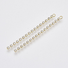 Honeyhandy Brass Cup Chain Tassel Big Pendants, with Crystal Rhinestone, Light Gold, 52x2x2mm, Hole: 1.6mm