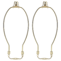 OLYCRAFT 2Pcs Lamp Shade Harps Holder Metal Lamp Harp Kit with E26 UNO Light Base Set Detachable Light Gold Lamp Shade Bracket for Floor Lamps Fitting - 7.7x3.6 inch(19.6x9cm) Inner Diameter