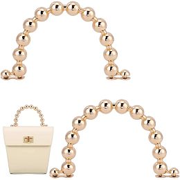 WADORN 2pcs Metal U-Shaped Purse Handles, Alloy Bag Handles Replacement Bead Handbag Top Handles with Rivets 5.2x3.3 Inch DIY Clutch Bag Decorative Handles Handmade Bag Handles, Gold