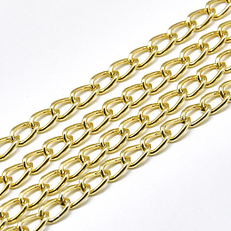 ARRICRAFT Aluminium Curb Chains, with Spool, Unwelded, Light Gold, 7x4x1mm, about 164.04 Feet(50m)/roll