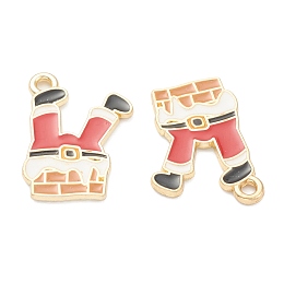 Honeyhandy Alloy Enamel Pendants, for Christmas, Santa Claus Trousers, Red, Light Gold, 19x13x1mm, Hole: 1mm