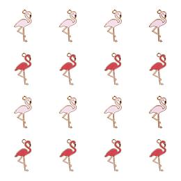 PandaHall Elite 30pcs Pink & Red Flamingo Bird Alloy Enamel Pendants Charms for DIY Bracelet Necklace Earring Making