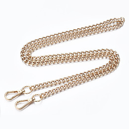 Honeyhandy Bag Chains Straps, Iron Curb Link Chains, with Alloy Swivel Clasps, for Bag Replacement Accessories, Light Gold, 1200x9mm