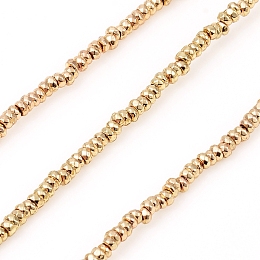 Honeyhandy Electroplated Non-magnetic Synthetic Hematite Beads Strands, Rondelle, Faceted, Light Gold Plated, 2x1mm, Hole: 0.7mm, about 390pcs/Strand, 15.75 inch(40cm)