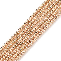 Honeyhandy Electroplate Non-magnetic Synthetic Hematite Beads Strands, Grade AA, Long-Lasting Plated, Faceted, Rondelle, Light Gold Plated, 3x2mm, Hole: 0.8mm, about 182pcs/strand, 15.7 inch(40cm)