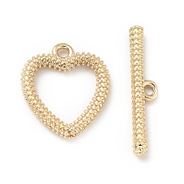 Honeyhandy Rack Plating Brass Toggle Clasps, Cadmium Free & Lead Free, Long-Lasting Plated, Heart, Light Gold, Heart: 13.5x12x1.8mm, Hole: 1.4mm, Bar: 18.5x3.5x2mm, Hole: 1.4mm