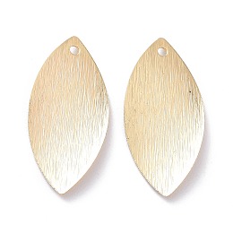 Honeyhandy Brass Pendants, Long-Lasting Plated, Leaf, Real 14K Gold Plated, 23x11x1mm, Hole: 1.2mm