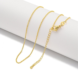 Honeyhandy Brass Cable Chain Necklaces for Women, Real 18K Gold Plated, 17.87 inch(454mm)