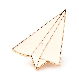 Honeyhandy Alloy Enamel Brooches, Enamel Pin, with Butterfly Clutches, Paper Plane, Light Gold, White, 29.5x21x10mm