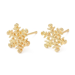 Honeyhandy Snowflake Alloy Stud Earrings for Women, with 304 Stainless Steel Steel Pin, Cadmium Free & Lead Free, Light Gold, 12x11mm