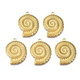 Honeyhandy 201 Stainless Steel Pendants, Snail, Real 18K Gold Plated, 30x22.5x3mm, Hole: 1.9mm