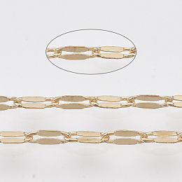 Honeyhandy Brass Dapped Chains, Cable Chains, Soldered, Flat Oval, Light Gold, 5.2x2.2x0.2mm