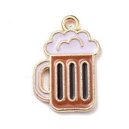 Honeyhandy Alloy Enamel Pendants, Jewelry Accessory, Light Gold, Beer, Moccasin, 19x13x1.5mm, Hole: 1.2mm