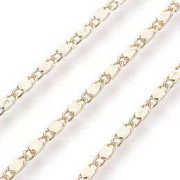 Honeyhandy Brass Mariner Link Chains, Long-Lasting Plated, Soldered, Light Gold, 6.5x2.5x0.7mm