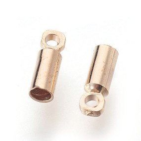 Honeyhandy Brass Cord Ends, End Caps, Light Gold, 6x2mm, Hole: 0.8mm, Inner Diameter: 1mm