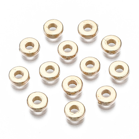 Arricraft Plastic Beads, for DIY Jewelry Making, Flat Round, Light Gold, 6x2mm, Hole: 2mm, about 9200pcs/500g