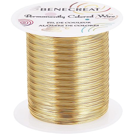 BENECREAT 26 Gauge 131 Yards Jewelry Beading Wire Light Gold Tarnish Resistant Copper Wire for Beading Wrapping and Other Jewelry Craft Making
