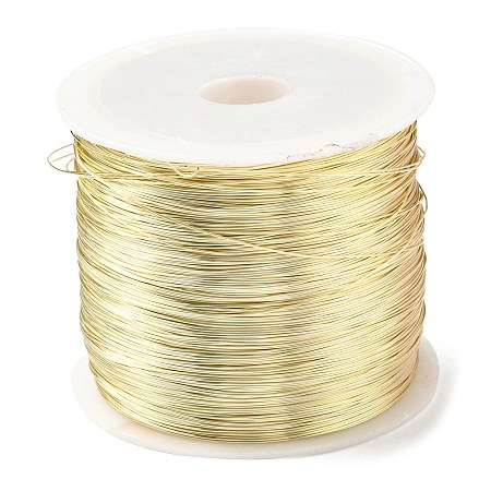 Copper Wire, Round, for Jewelry Making, Light Gold, 0.3mm, about 492.13 Feet(150m)/Roll