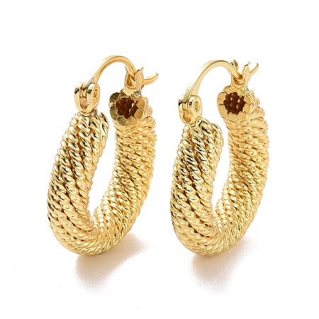 Honeyhandy Brass Chunky Hoop Earrings for Women, Cadmium Free & Lead Free, Light Gold, 23x19.5x15mm, Pin: 0.9mm