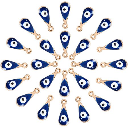 NBEADS 50 Pcs Blue Evil Eye Charms, Teardrop Evil Eye Alloy Enamel Charms, Evil Eye Beads for Jewelry Making Bracelets Necklace