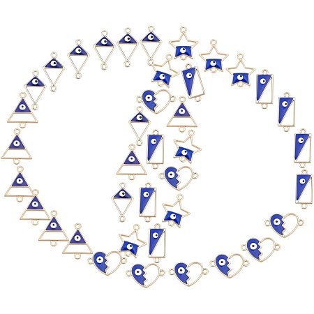 SUNNYCLUE 1 Box 40PCS 5 Style Alloy Enamel Eye Charms Evil Eye Charms Bracelet Hombus Star Ttriangle Mix Shape Link Connectors Pendants for Jewelry Making Charms DIY Crafting Earring Necklace