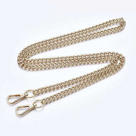 Honeyhandy Bag Chains Straps, Iron Curb Link Chains, with Alloy Swivel Clasps, for Bag Replacement Accessories, Light Gold, 1190x9mm