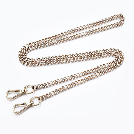Honeyhandy Bag Chains Straps, Iron Curb Link Chains, with Alloy Swivel Clasps, for Bag Replacement Accessories, Light Gold, 1200x7mm